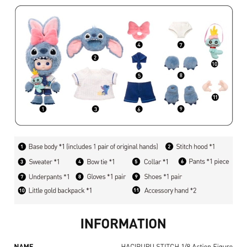 Pop Mart HACIPUPU STITCH 1/8 Doll Action Figure - Rare - Picture 8 of 9